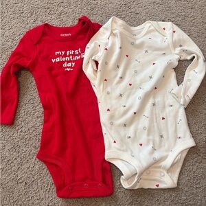 Carter's Red and White Valentine's Bodysuits